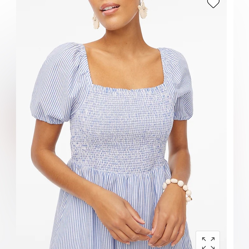 Striped Puff-Sleeve Midi Dress - Picture 2 of 6